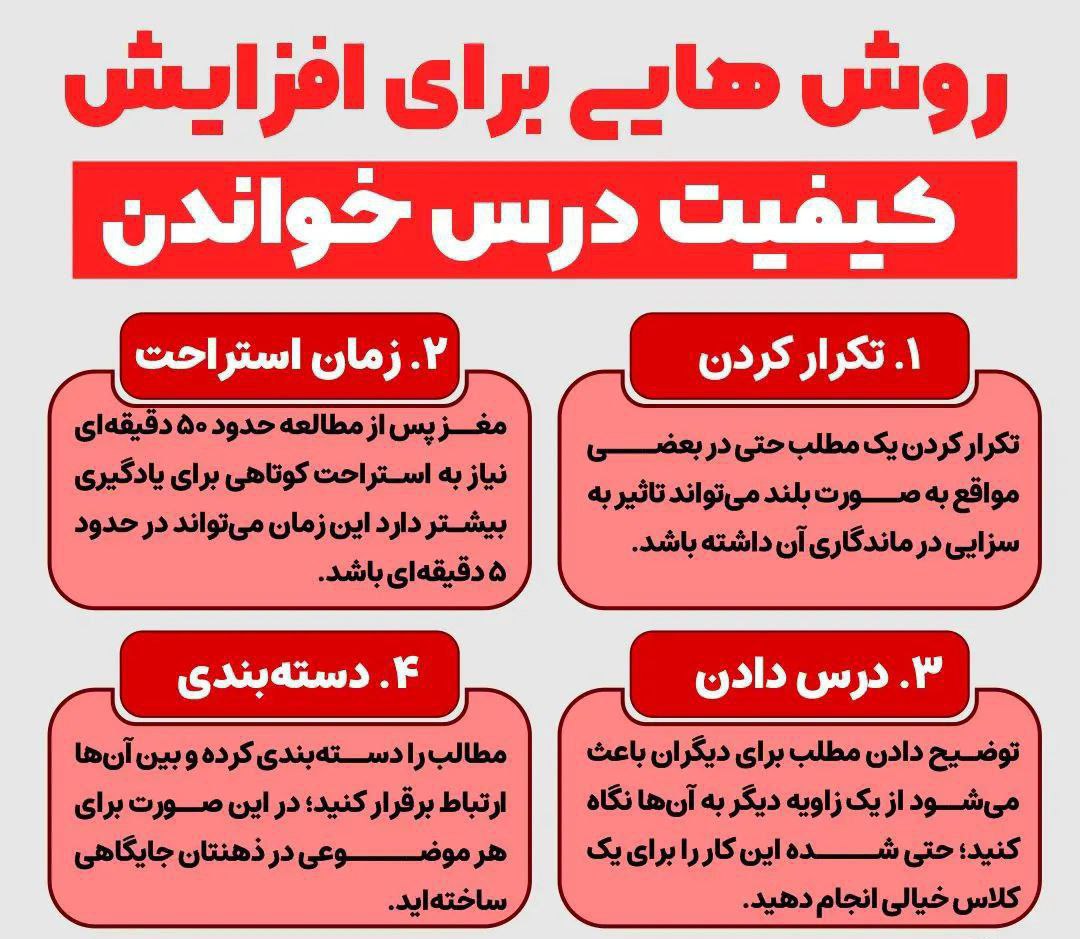 روش هایی برای افزایش کیفیت درس خواندن